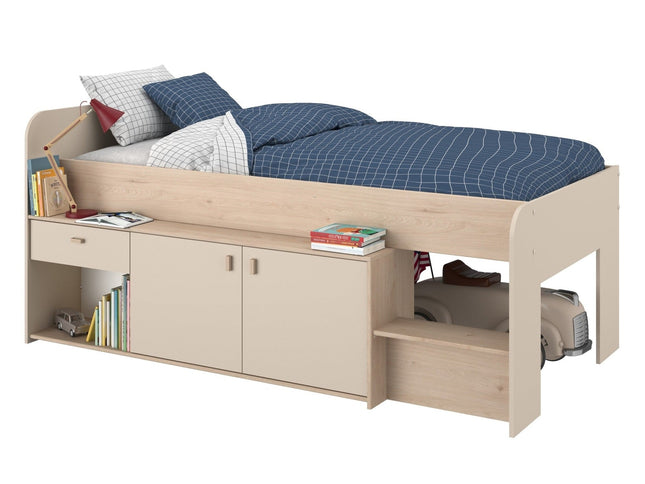 Parisot Stauraumbett Cache 1 – 90x200 cm in Kaschmir/Eiche Jackson