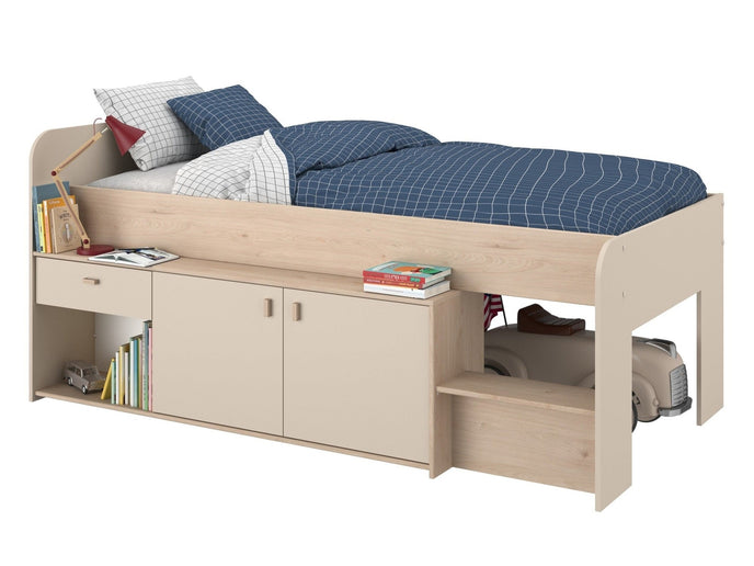 Parisot Stauraumbett Cache 1 – 90x200 cm in Kaschmir/Eiche Jackson