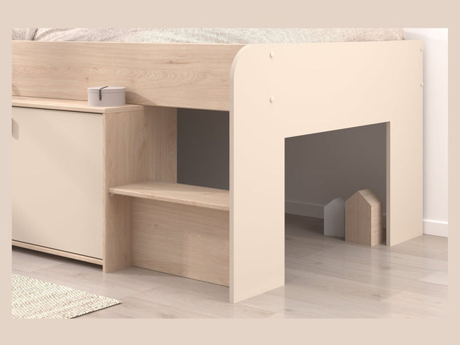 Parisot Stauraumbett Cache 1 – 90x200 cm in Kaschmir/Eiche Jackson