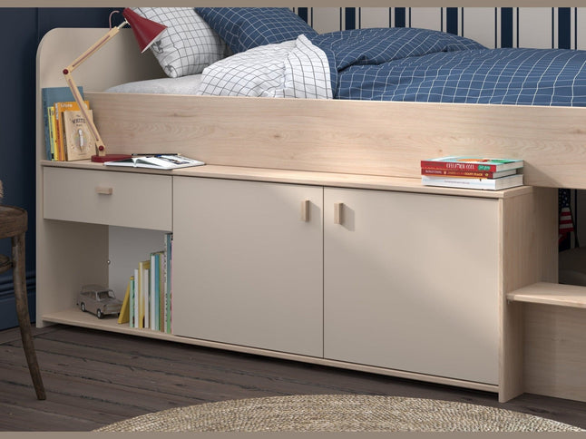 Parisot Stauraumbett Cache 1 – 90x200 cm in Kaschmir/Eiche Jackson