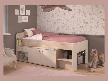 Parisot Stauraumbett Cache 1 – 90x200 cm in Kaschmir/Eiche Jackson