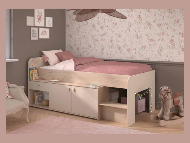 Parisot Stauraumbett Cache 1 – 90x200 cm in Kaschmir/Eiche Jackson