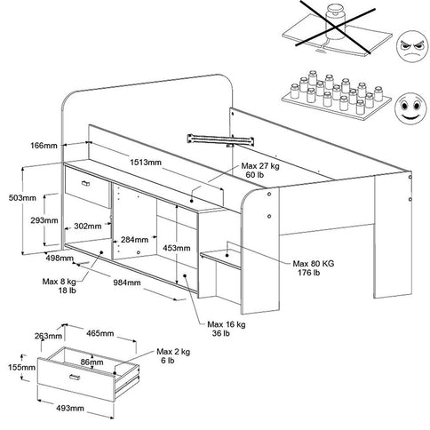 Parisot Stauraumbett Cache 1 – 90x200 cm in Kaschmir/Eiche Jackson