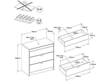 Parisot Kinderzimmer-Set Pirouette 11 – 4 tlg. Hochbett, Schreibtisch, Kleiderschrank & Kommode – Weiß Rosa/Grau