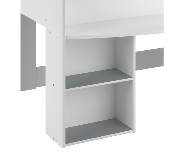 Parisot Kinderzimmer-Set Pirouette 12 – 3 tlg. Hochbett, Kleiderschrank & Kommode – Weiß Rosa/Grau