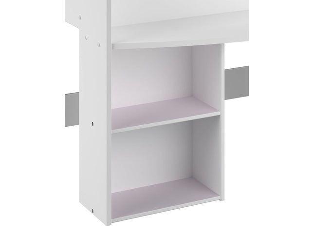 Parisot Kinderzimmer-Set Pirouette 12 – 3 tlg. Hochbett, Kleiderschrank & Kommode – Weiß Rosa/Grau