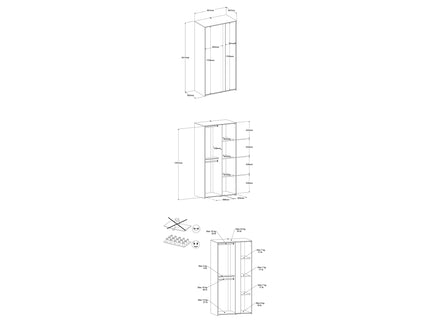Parisot Kinderzimmer-Set Pirouette 12 – 3 tlg. Hochbett, Kleiderschrank & Kommode – Weiß Rosa/Grau
