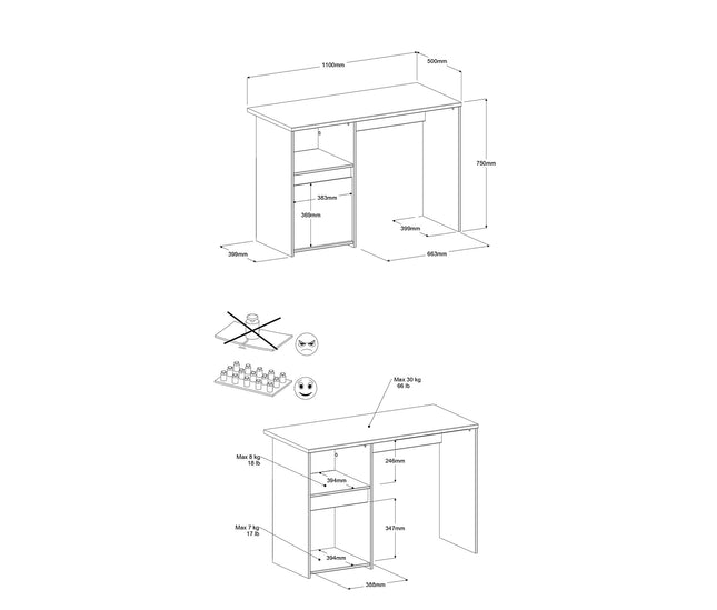 Parisot Kinderzimmer-Set Pirouette 13 – 3 tlg. Hochbett, Schreibtisch & Kleiderschrank in Weiß/Rosa oder Grau