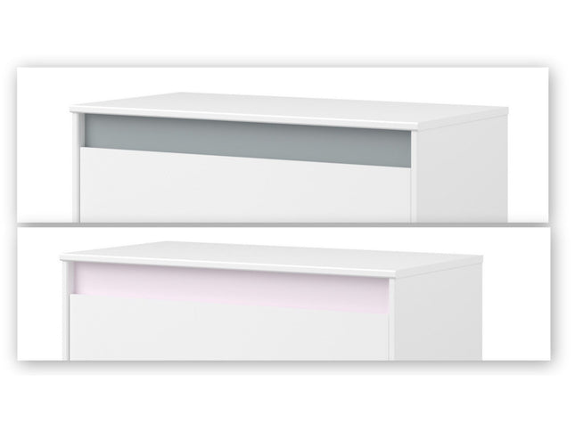 Parisot Kinderzimmer-Set Pirouette 21 – 6 tlg. Strauraumbett, Nako, Bettschubkasten, Kleiderschrank, Schreibtisch & Kommode in Weiß/Rosa oder Grau