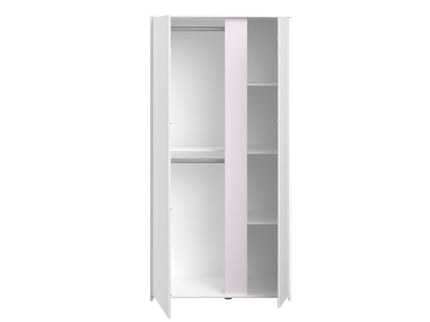 Parisot Kinderzimmer-Set Pirouette 21 – 6 tlg. Strauraumbett, Nako, Bettschubkasten, Kleiderschrank, Schreibtisch & Kommode in Weiß/Rosa oder Grau