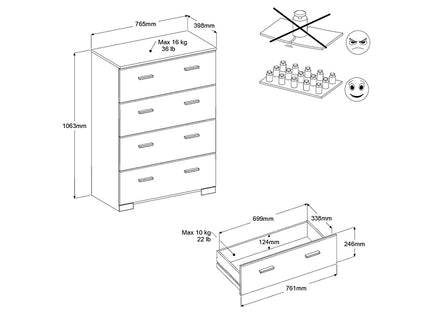 Parisot Kinderzimmer-Set Reverse 13 – 2-tlg. Hochbett mit Schreibtisch & Kommode, Weiß