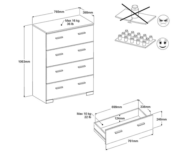 Parisot Kinderzimmer-Set Reverse 13 – 2-tlg. Hochbett mit Schreibtisch & Kommode, Weiß