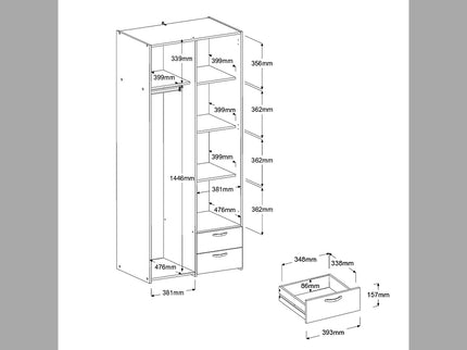 Parisot Kinderzimmer-Set Reverse 11 – 3-tlg. Hochbett mit Schreibtisch, Kleiderschrank & Kommode Weiß