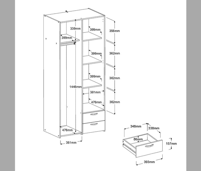 Parisot Kinderzimmer-Set Reverse 12 – 2-tlg. Hochbett mit Schreibtisch & Kleiderschrank, Weiß