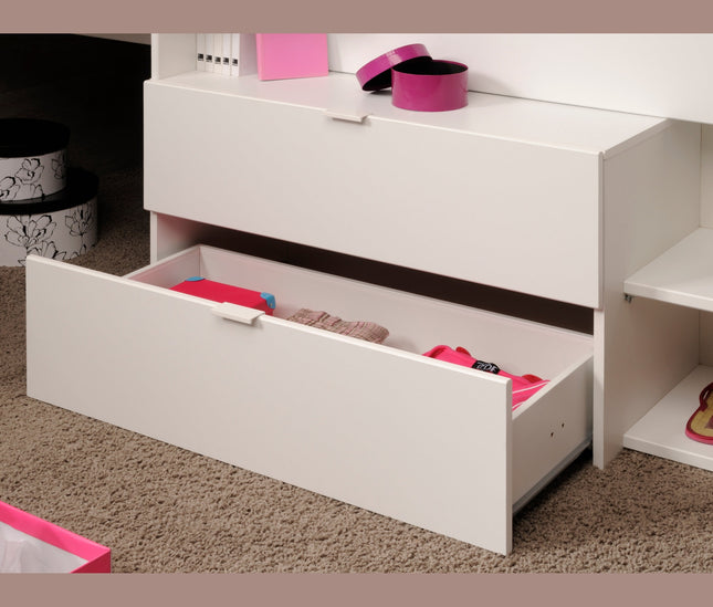 Parisot Kinderzimmer-Set Milky 17 – 2-tlg. Hochbett mit Schreibtisch in Weiß/Grey Loft