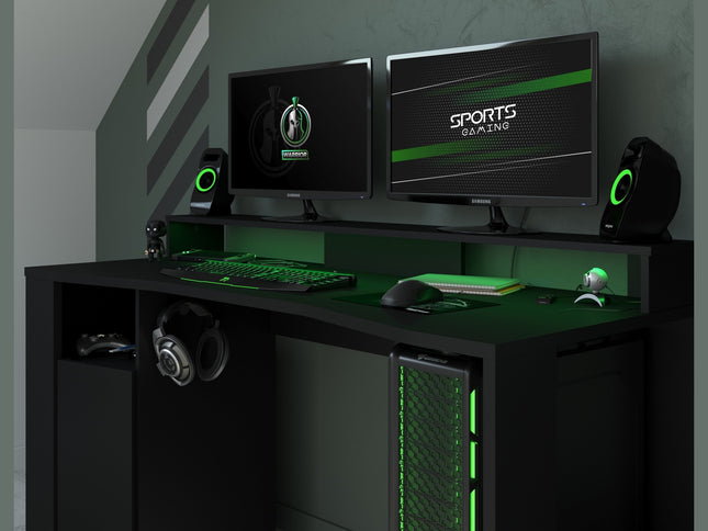 Parisot Kinderzimmer-Set Fabric 20 – mit LED-Gamertisch, Bett, Kleiderschrank & mehr