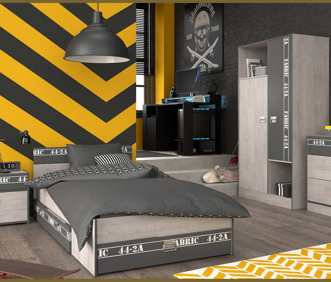 Parisot Kinderzimmer-Set Fabric 20 – mit LED-Gamertisch, Bett, Kleiderschrank & mehr