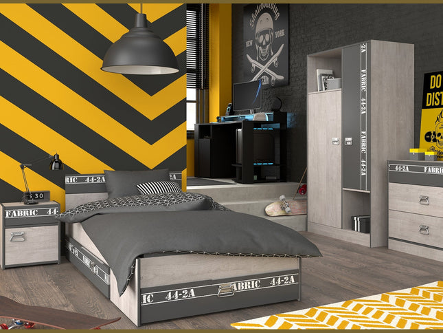 Parisot Kinderzimmer-Set Fabric 20 – mit LED-Gamertisch, Bett, Kleiderschrank & mehr