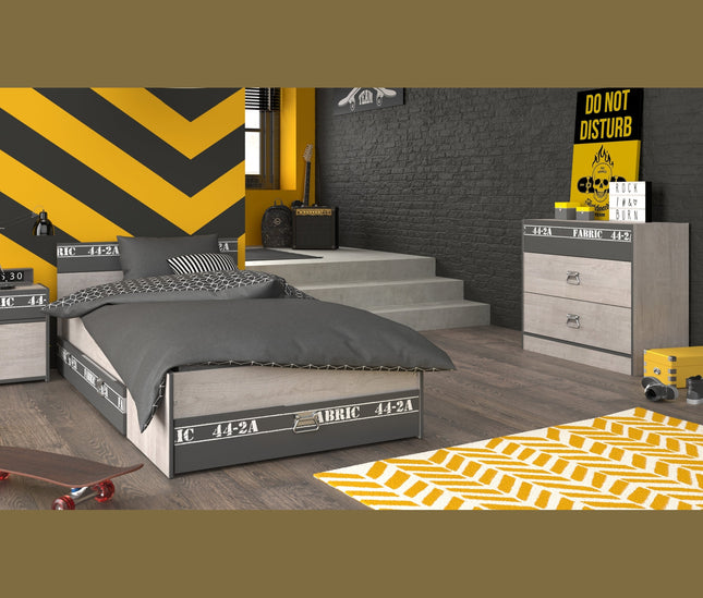 Parisot Kinderzimmer-Set Fabric 14 – mit Bett, Nako, Kommode & Bettschubkasten