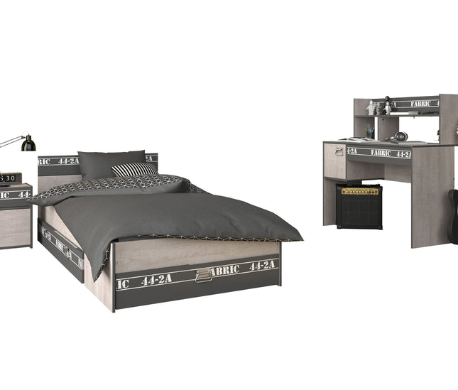 Parisot Kinderzimmer-Set Fabric 15 – mit Bett, Nako, Bettschubkasten & Schreibtisch