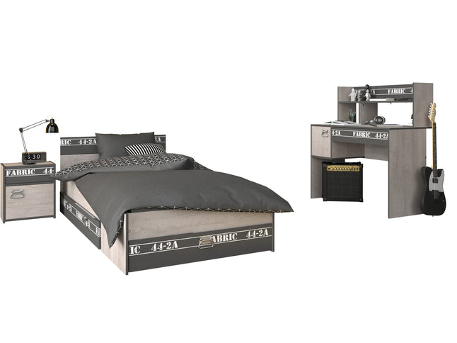 Parisot Kinderzimmer-Set Fabric 15 – mit Bett, Nako, Bettschubkasten & Schreibtisch