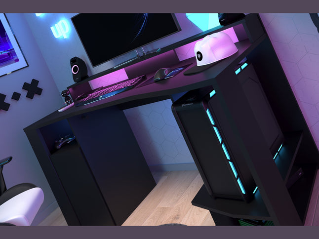 Parisot Kinderzimmer-Set Fabric 21 – mit LED-Gamertisch, Bett, Kommode & mehr