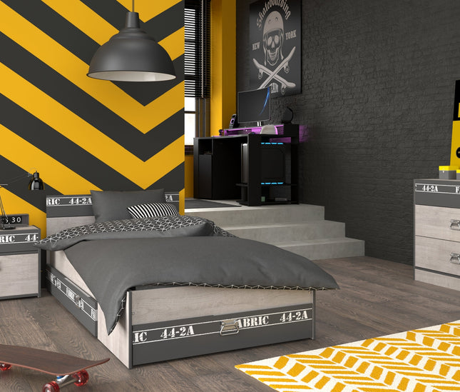 Parisot Kinderzimmer-Set Fabric 21 – mit LED-Gamertisch, Bett, Kommode & mehr