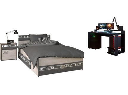 Parisot Kinderzimmer-Set Fabric 22 – mit LED-Gamertisch, Bett & mehr