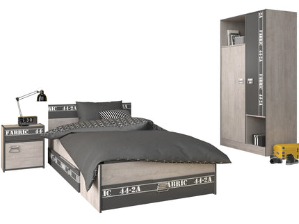 Parisot Kinderzimmer-Set Fabric 2 – mit Bett,Schrank,Nako & Bettschubkasten