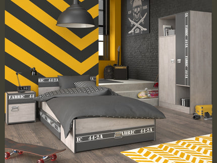 Parisot Kinderzimmer-Set Fabric 2 – mit Bett,Schrank,Nako & Bettschubkasten