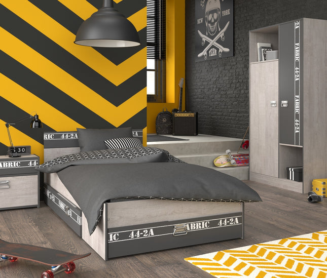 Parisot Kinderzimmer-Set Fabric 2 – mit Bett,Schrank,Nako & Bettschubkasten