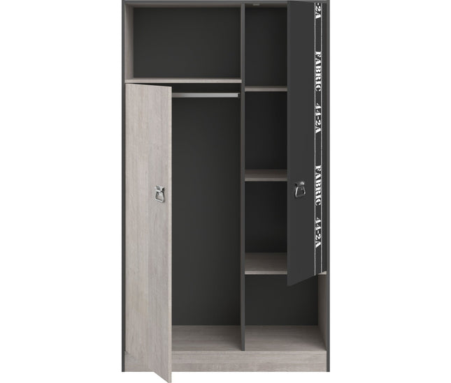 Parisot Kinderzimmer-Set Fabric 11 – mit Bett,Schrank,Schreibtisch,Nako, Kommode & Bettschubkasten