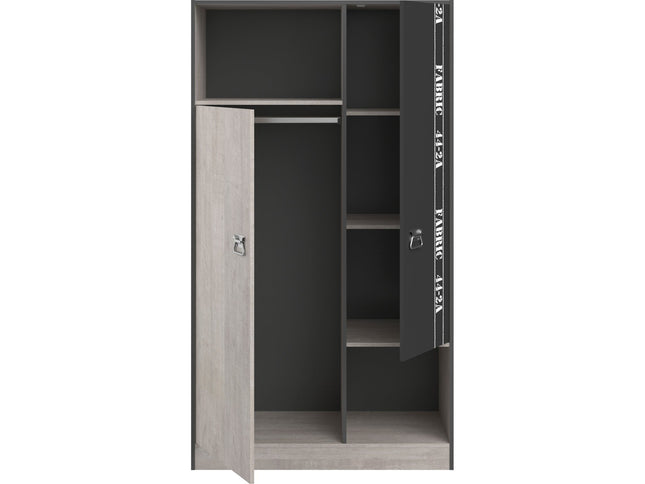 Parisot Kinderzimmer-Set Fabric 11 – mit Bett,Schrank,Schreibtisch,Nako, Kommode & Bettschubkasten