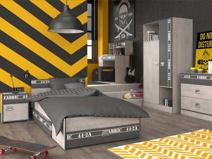 Parisot Kinderzimmer-Set Fabric 11 – mit Bett,Schrank,Schreibtisch,Nako, Kommode & Bettschubkasten