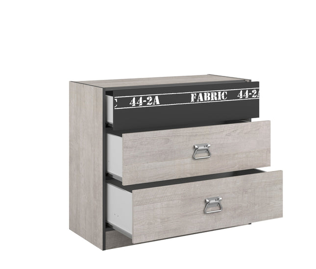 Parisot Kinderzimmer-Set Fabric 1 – mit Bett,Schrank,Nako,Kommode & Bettschubkasten