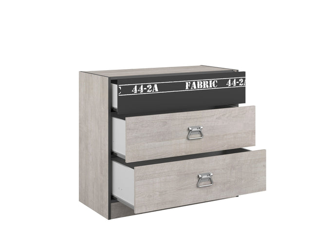 Parisot Kinderzimmer-Set Fabric 11 – mit Bett,Schrank,Schreibtisch,Nako, Kommode & Bettschubkasten