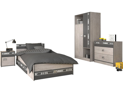 Parisot Kinderzimmer-Set Fabric 1 – mit Bett,Schrank,Nako,Kommode & Bettschubkasten