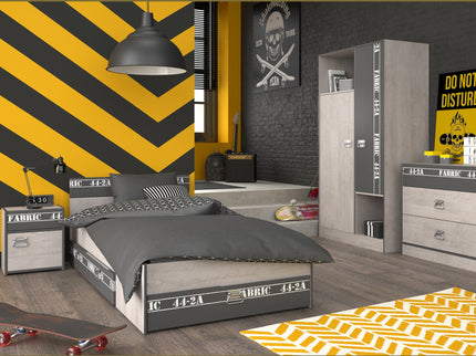 Parisot Kinderzimmer-Set Fabric 1 – mit Bett,Schrank,Nako,Kommode & Bettschubkasten