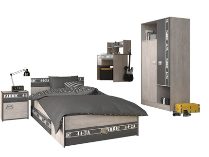 Parisot Kinderzimmer-Set Fabric 12 – mit Bett,Schreibtisch,Nako, Kommode & Bettschubkasten