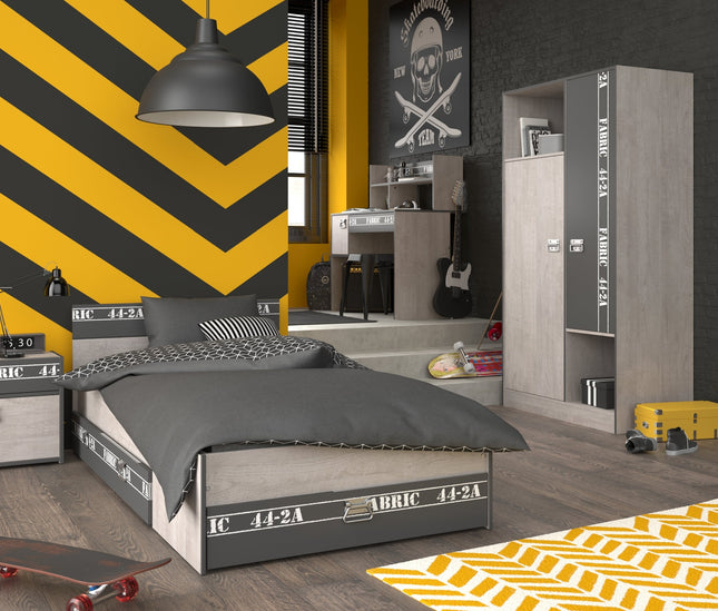 Parisot Kinderzimmer-Set Fabric 12 – mit Bett,Schreibtisch,Nako, Kommode & Bettschubkasten