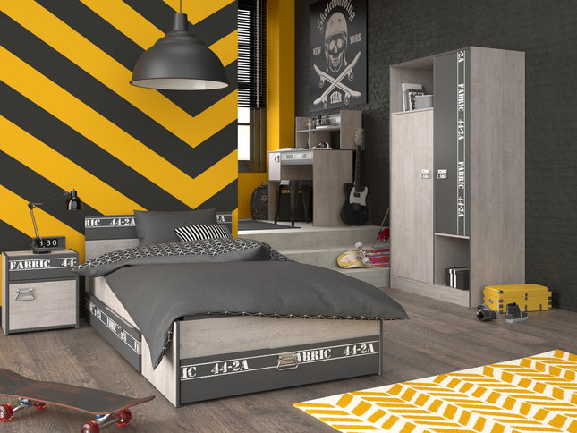 Parisot Kinderzimmer-Set Fabric 12 – mit Bett,Schreibtisch,Nako, Kommode & Bettschubkasten