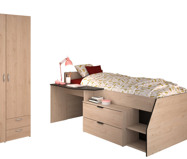 Parisot Milky 22 Kinderzimmer-Set Hochbett 90x200 & Kleiderschrank