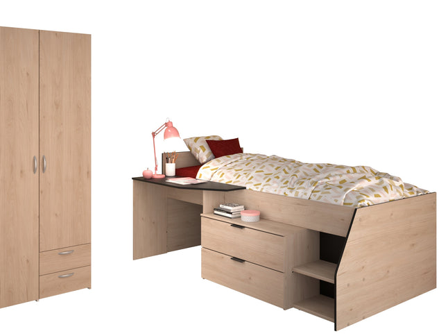 Parisot Milky 22 Kinderzimmer-Set Hochbett 90x200 & Kleiderschrank