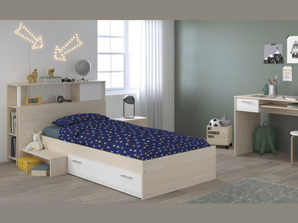 Parisot Jugendzimmer-Set Charly 11 - Set 4-teilig – Bett, Schreibtisch & Regal in Weiß/Akazie