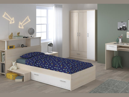 Parisot Jugendzimmer-Set Charly 10 - Set 5-teilig – Bett, Schrank, Schreibtisch & mehr in Weiß/Akazie