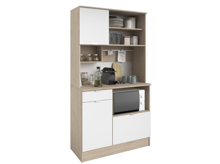 Parisot Buffet Socool 11 - Küchenbuffet in Weiß & Eiche mit Utensilienhalter