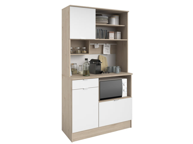 Parisot Buffet Socool 11 - Küchenbuffet in Weiß & Eiche mit Utensilienhalter