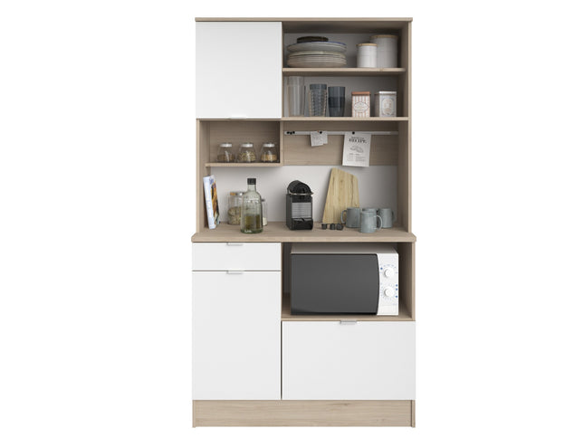 Parisot Buffet Socool 11 - Küchenbuffet in Weiß & Eiche mit Utensilienhalter