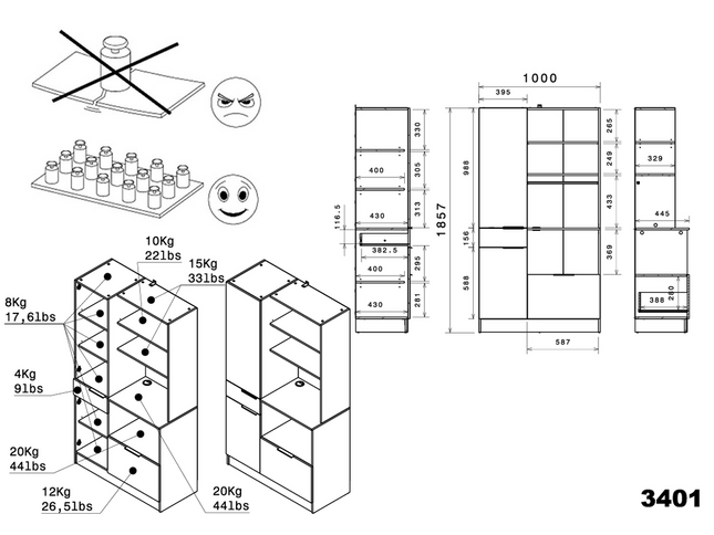 Parisot Buffet Fumay 1 - Küchenbuffet in Eiche-Betonoptik