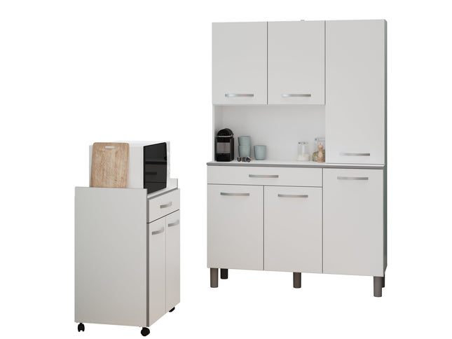 Parisot Buffet Season 1 - Modernes Küchenbuffet in Alu-Grau & Weiß mit viel Stauraum